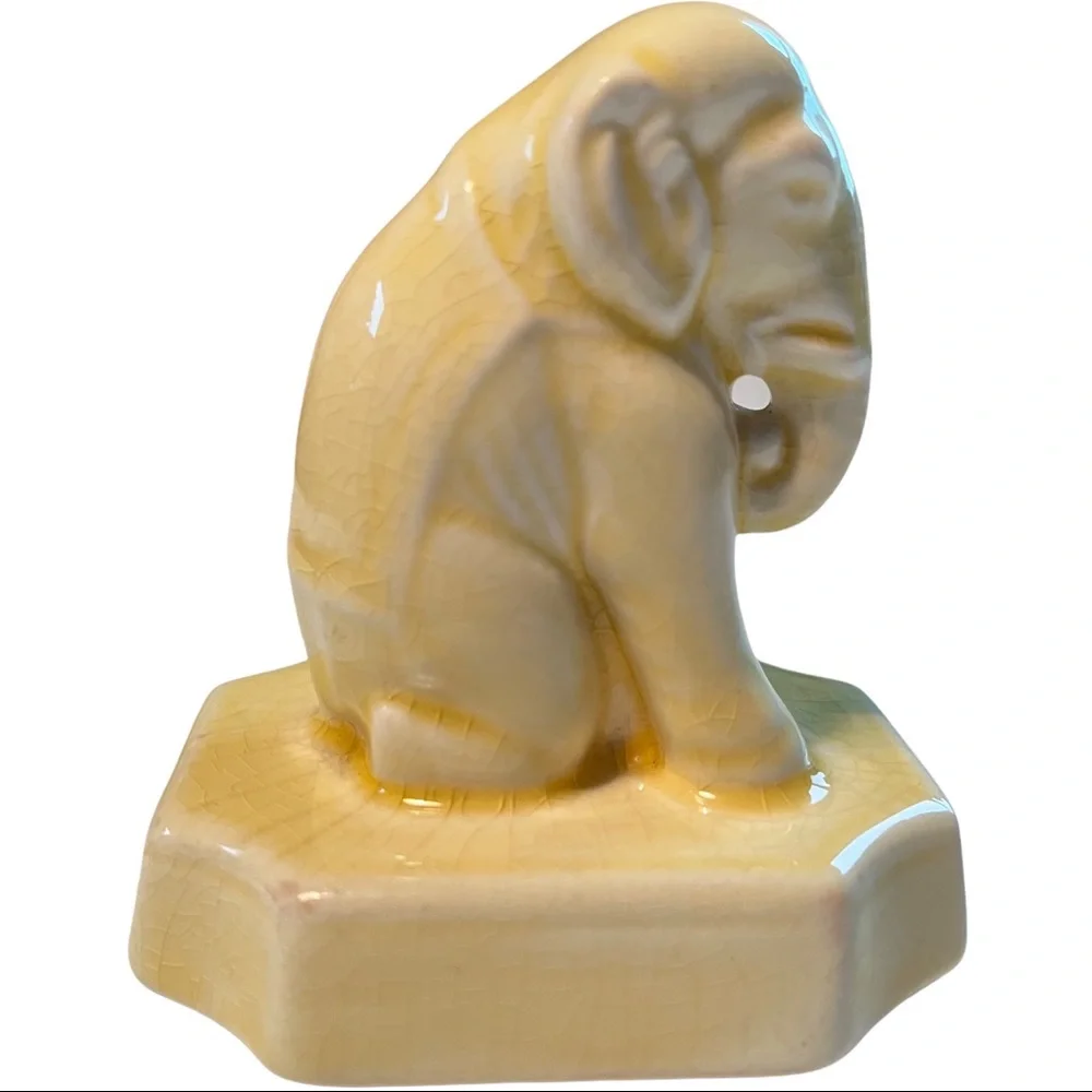 Vtg American Chinaware Corporation Ceramic Yellow Elephant Ohio USA Pottery 3.5” - Picture 3 of 9